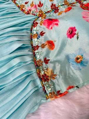 Sky Blue Beautiful Alia Cut Kurti Pant Set