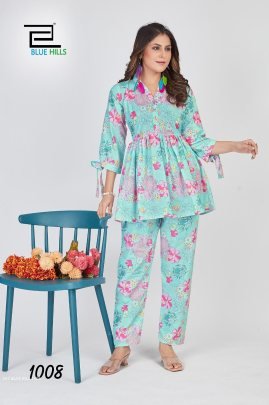 Sky blue collar neck co ord sets