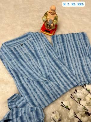 Sky Blue Digital Printed Pure Cotton Cord Set With Classy Belt