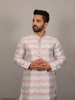 Sky Blue Morpankh Soft J Card Men kurta with Payjama