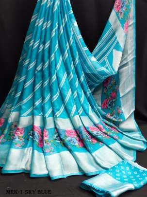 Sky Blue Pure Moss Georgette Sarees