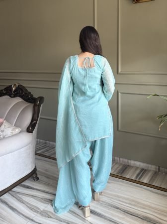 Sky Blue  Siroski Work Trendy Farshi Salwar Suit