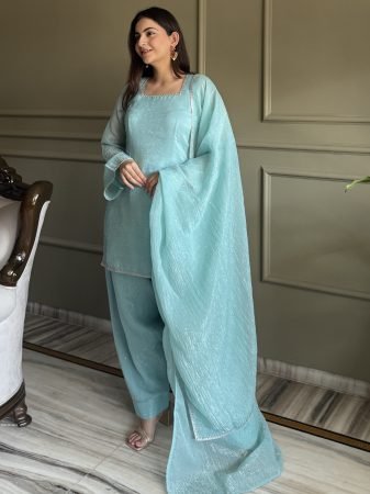 Sky Blue  Siroski Work Trendy Farshi Salwar Suit