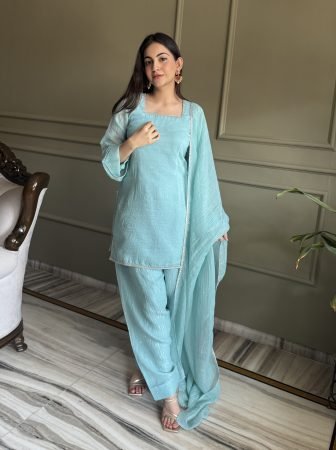 Sky Blue  Siroski Work Trendy Farshi Salwar Suit