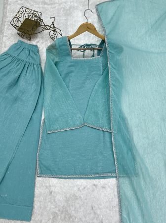 Sky Blue  Siroski Work Trendy Farshi Salwar Suit
