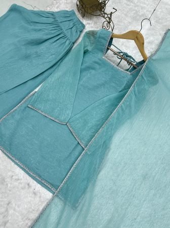 Sky Blue  Siroski Work Trendy Farshi Salwar Suit