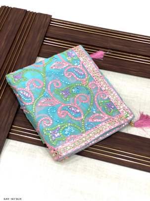 Sky blue Wedding Soft Georgette Fabric Silk Saree