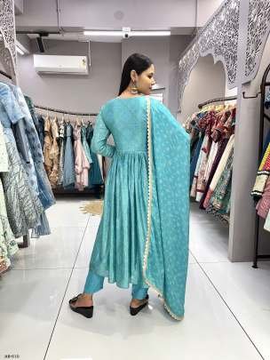 Sky Digital Printed Bandhani Georgette Gown