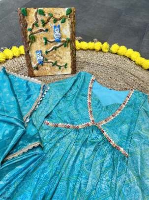 Sky Digital Printed Bandhani Georgette Gown