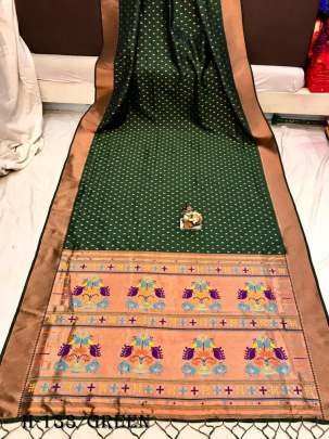 Soft Banarasi Lichi Silk Green Color Saree 
