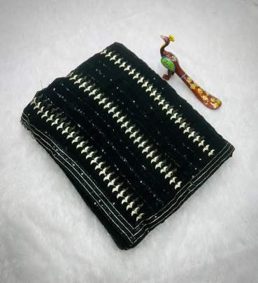 Soft Georgette Black Sequin Work  Saree