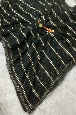Soft Georgette Black Sequin Work  Saree