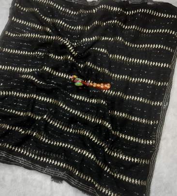 Soft Georgette Black Sequin Work  Saree