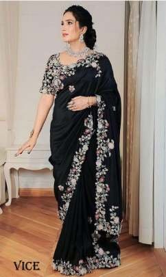 Soft Georgette Embroidered Border Fancy Saree