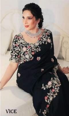 Soft Georgette Embroidered Border Fancy Saree