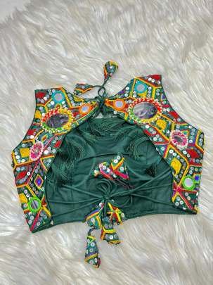 Soft Italian Dark Green Ready Made Navratri Blouse