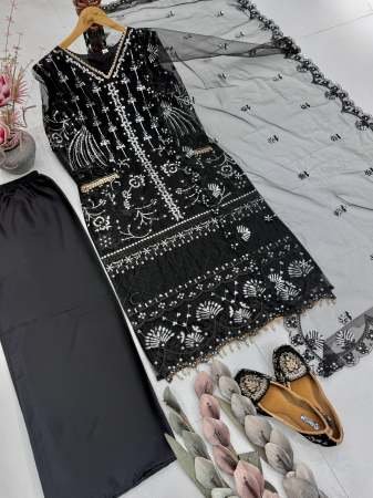Soft Net Black Colour Palazzo Suit