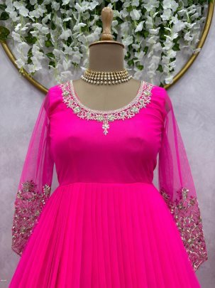 Soft net thread with Sequnce with real mirror Designer Suit