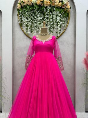 Soft net thread with Sequnce with real mirror Designer Suit
