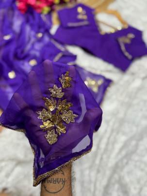 Soft Organza Purple Colour Sequence Saree
