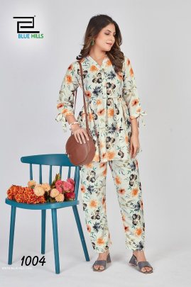 Soft Poly Linen Printed Co ord Set with fancy Sleeves 