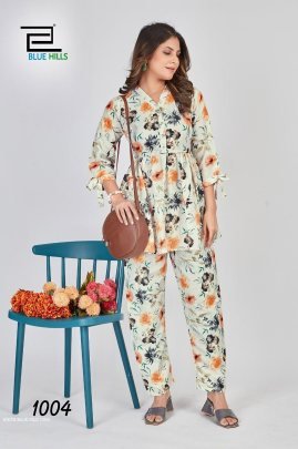 Soft Poly Linen Printed Co ord Set with fancy Sleeves 