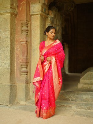 Soft Silk Heavy Saree With Hand Bandhej saree