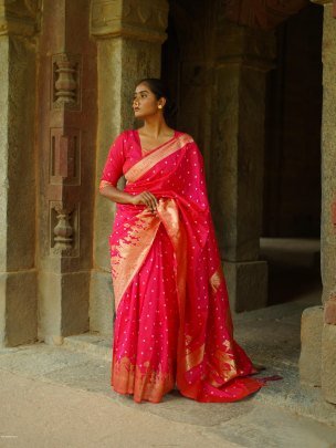 Soft Silk Heavy Saree With Hand Bandhej saree
