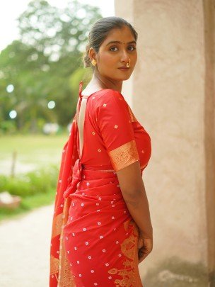 Soft Silk Heavy Saree With Hand Bandhej saree