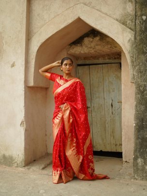 Soft Silk Heavy Saree With Hand Bandhej saree