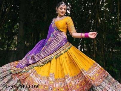 Soft Silk Printed Yellow Lehenga choli