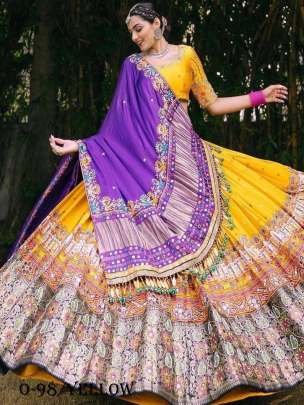 Soft Silk Printed Yellow Lehenga choli