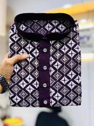 Soft Silk Purple Colour Kurta With Cotton Pajama