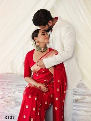 Sonakshi Sinha Red Wedding Rich Pallu Katan Silk Saree