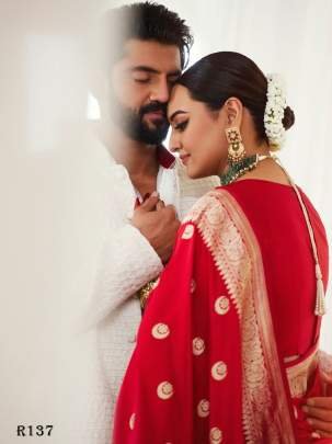 Sonakshi Sinha Red Wedding Rich Pallu Katan Silk Saree