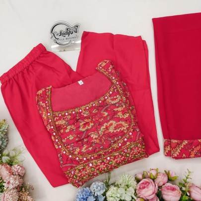 Soothing Georgette Pink Anarkali Mirror Work Suit