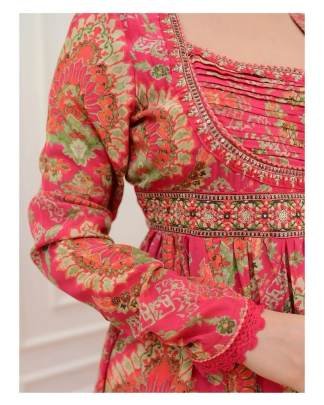 Soothing Georgette Pink Anarkali Mirror Work Suit