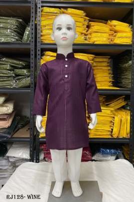 Sparkling Stripes Wine Colour Kids Kurta Pajama