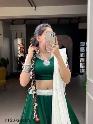 Special Collection Green Cotton Lehenga Choli