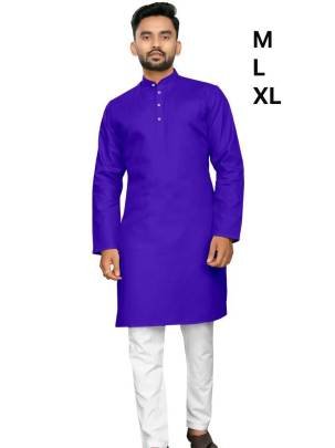 Special Purple Color Plain Cotton Kurta And Pyjama