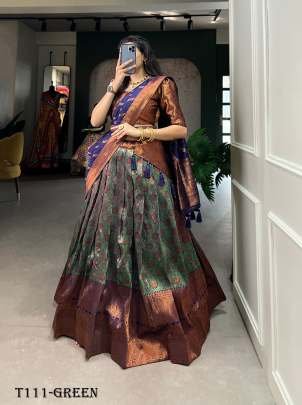 Special Wedding Collection Green Pattu Jacquard Silk Lehenga Choli