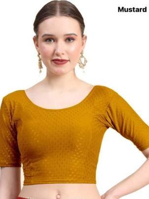 Stretchable Round Neck Mustard Blouse 