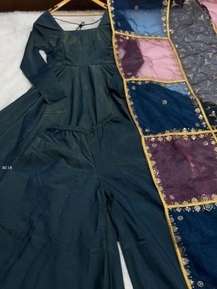 Stunning Carosin Colour Paired With A Beautiful Embroidered Multi tone Dupatta
