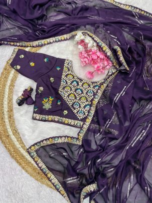 Stunning Designer Dark Purple Saree