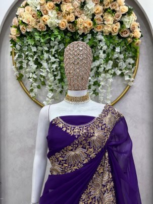 Stunning Georgette Saree Ensemble with Intricate unstitched Blouse