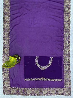 Stunning Georgette Saree Ensemble with Intricate unstitched Blouse