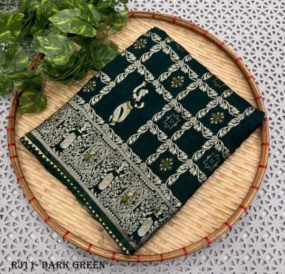 Stunning Kanchi Border  Dark Green Dola Silk Saree