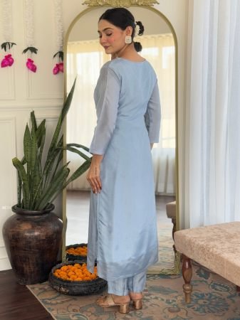 Stunning Sky Blue Rayon Kurti Set