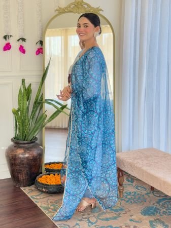 Stunning Sky Blue Rayon Kurti Set