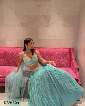 Stunning Turquoise Faux Georgette Lehenga Choli